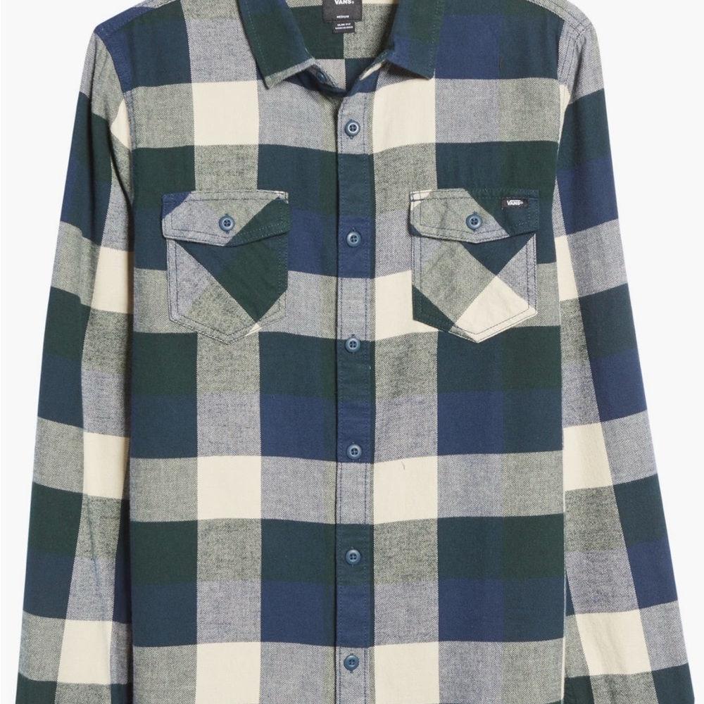 Vans Navy, Dark Green and Cream Checkered Shirt